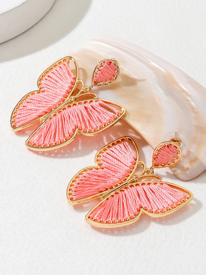 Vintage Colorful Braided Butterfly Earrings Party Jewelry