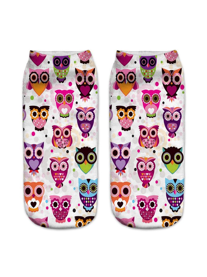 Women Casual Animal All Season Printing Wicking Household Standard Ankle Socks Regular Socks