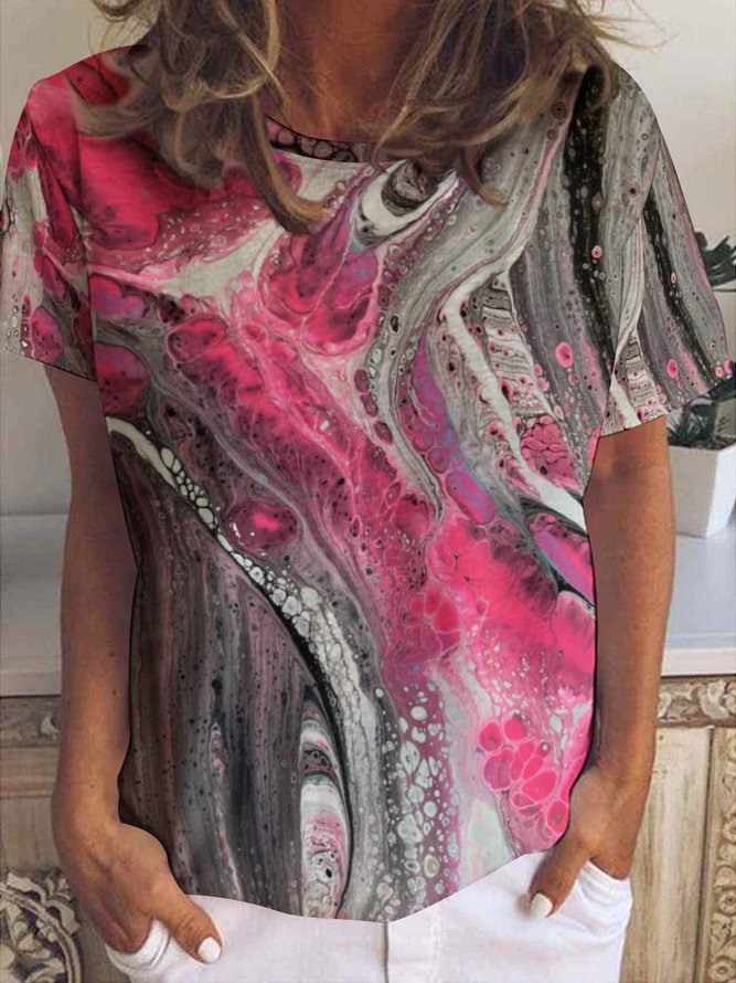 Lilicloth X Paula Fluid Paint Abstract Art Women's Simple T-Shirt