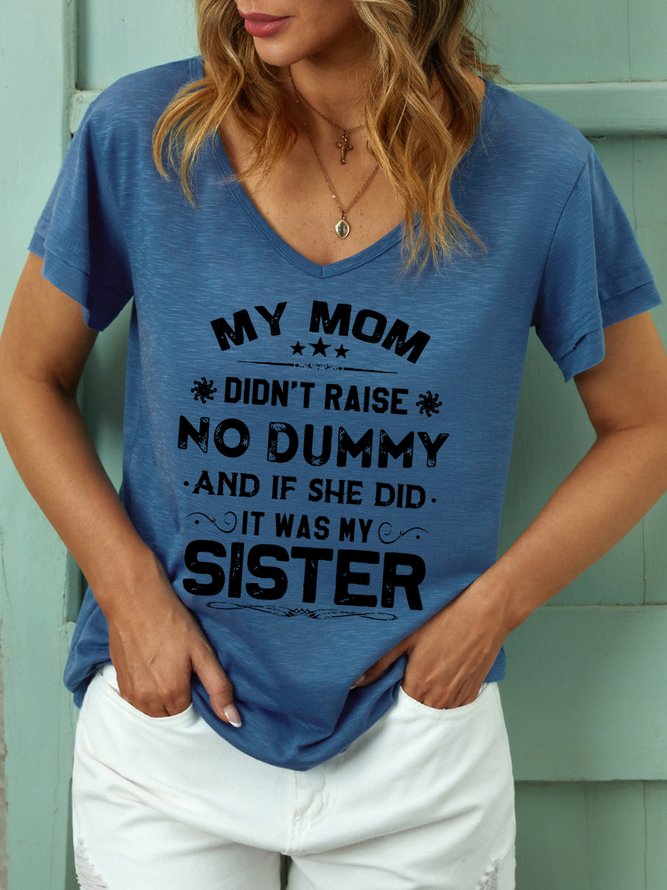 Women Funny Mom And Sister V Neck Simple Loose Tops