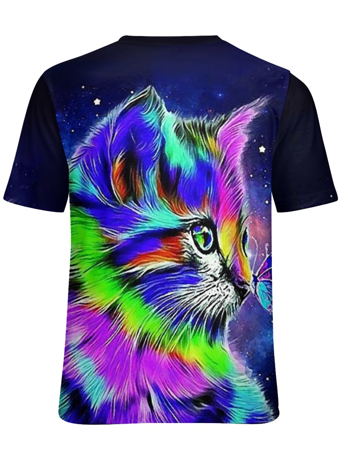 Womens Betterfly Kiss Cat Print Crew Neck T-Shirt