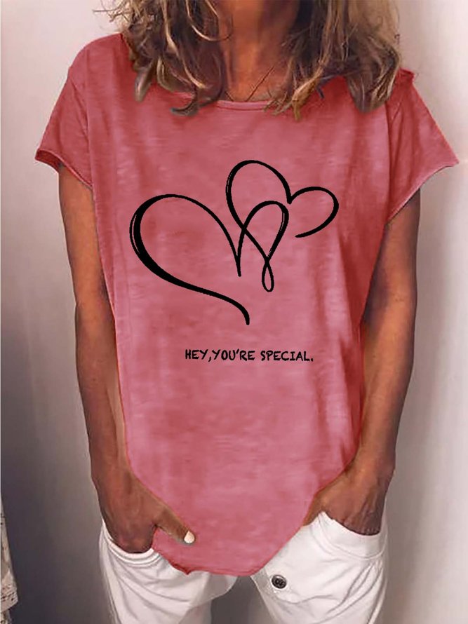 Women Love Cordate Letter Casual T-Shirt