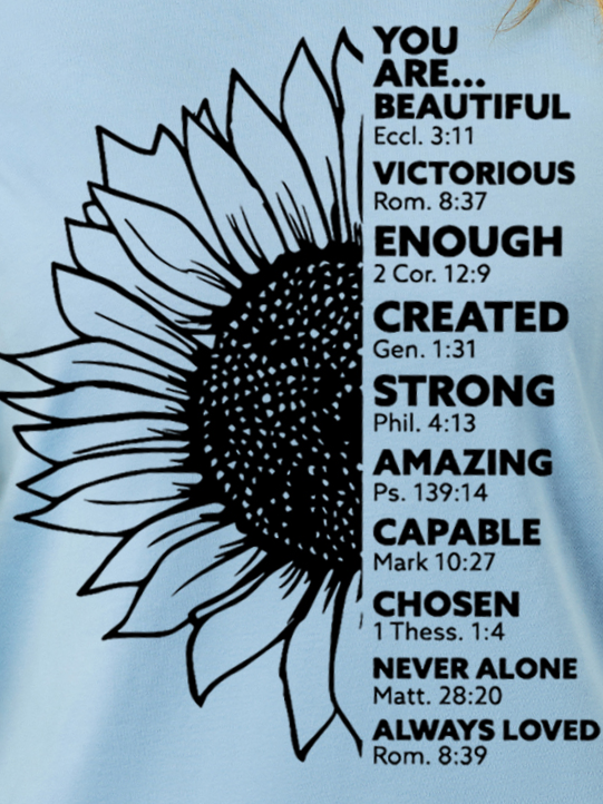 Sunflower Inspiration Christian Bible Verse Text Letters Simple T-Shirt