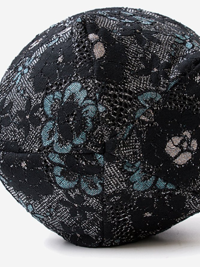 Women Casual Floral All Season Cotton Windproof Household Lace Standard Regular Hats