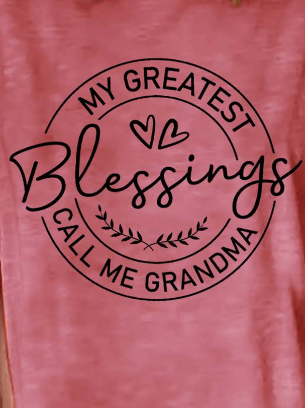 Women Grandma Letters Heart/Cordate Loose Casual T-Shirt