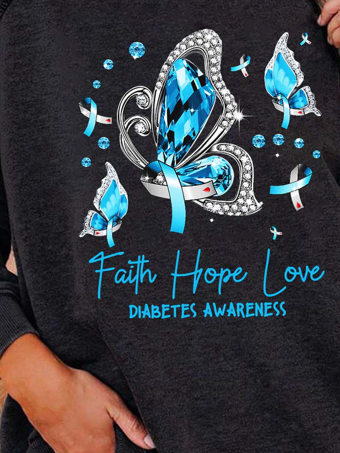 Women Butterfly Faith Hope Love Text Letters Sweatshirts