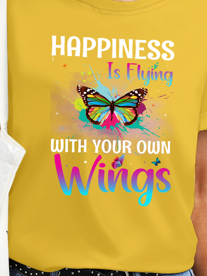 Waterproof, Oilproof And Stainproof Fabric Loose Casual Butterfly T-Shirt