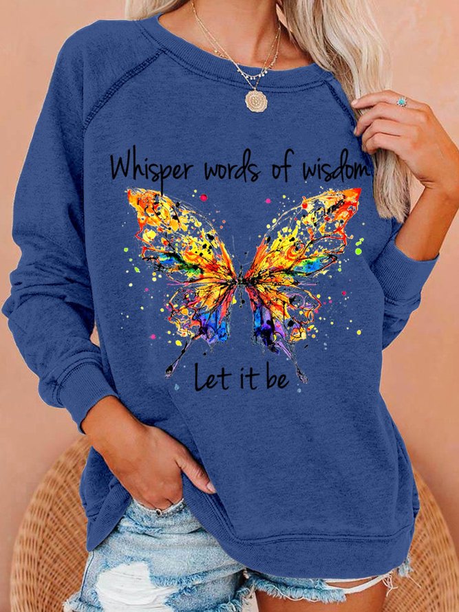 Womens Whisper Word Of Wisdom Let It Be Crew Neck Casual Sweatshirts