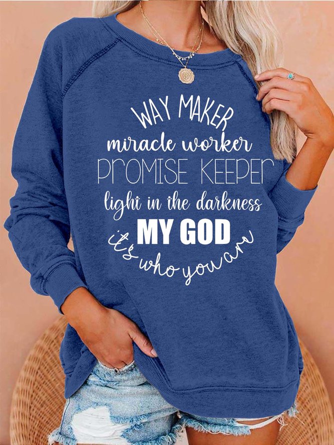 Women God Light Keeper Letters Casual Sweatshirts