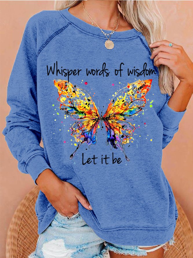 Womens Whisper Word Of Wisdom Let It Be Crew Neck Casual Sweatshirts