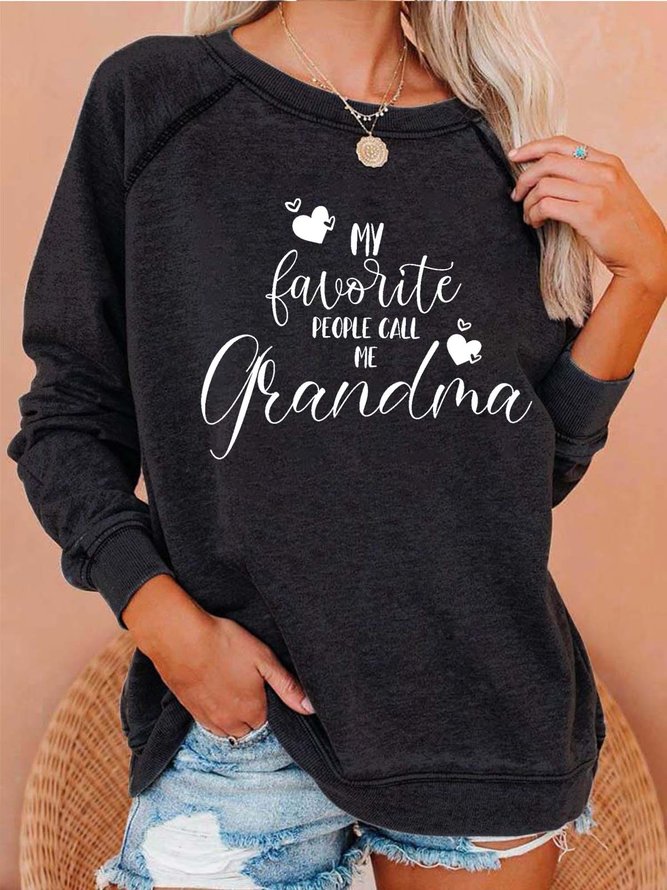 Women Grandma Cordate Letters Loose Casual Sweatshirts