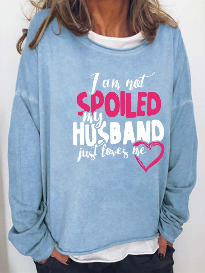 Women Figure Husband Love Cordate Letters Casual Sweatshirts