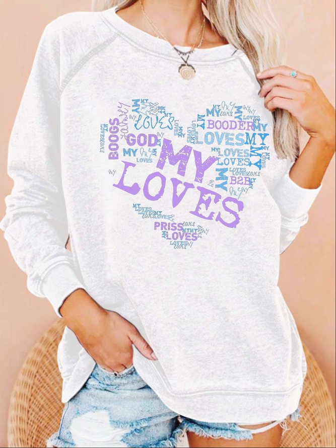 Women God Love Cordate Cotton Text Letters Sweatshirts