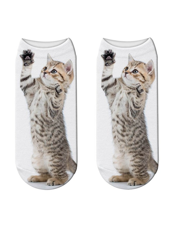 Funny Cotton Knit Cat Pattern Socks