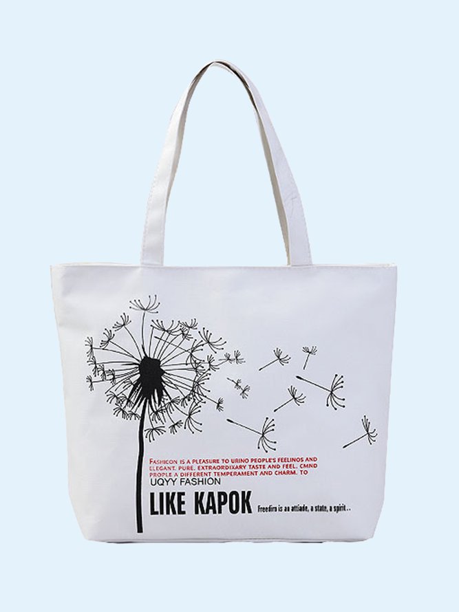 Dandelion Large Capacity Canvas Shopper Tote Bag