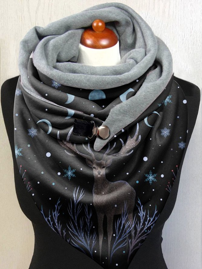 Casual Animal Winter Printing Windproof Daily Best Sell Polyester Cotton Regular Scarf for Women