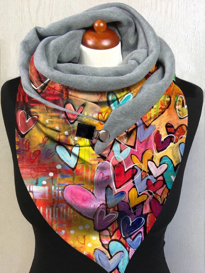 Women Casual All Season Heart/Cordate Printing Wicking Commuting Best Sell Polyester Cotton Scarf Scarf