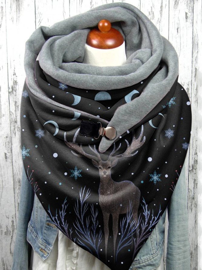 Casual Animal Winter Printing Windproof Daily Best Sell Polyester Cotton Regular Scarf for Women