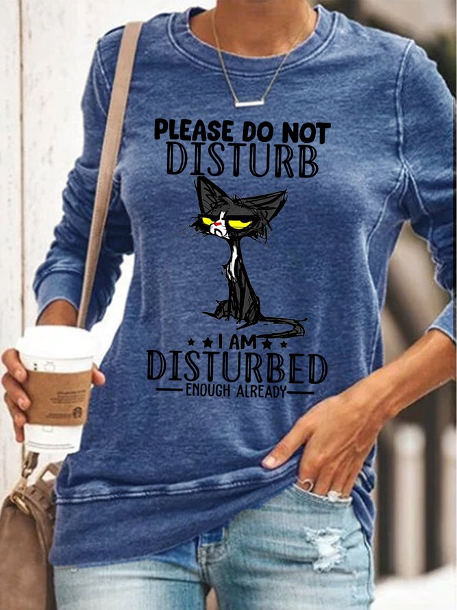 Womens Please Do Not Disturb Letters Regular Fit Sweatshirts