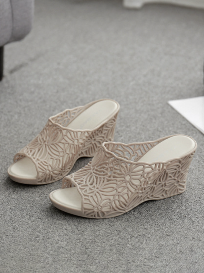 Non-Slip Plastic Cutout Wedge Sandals