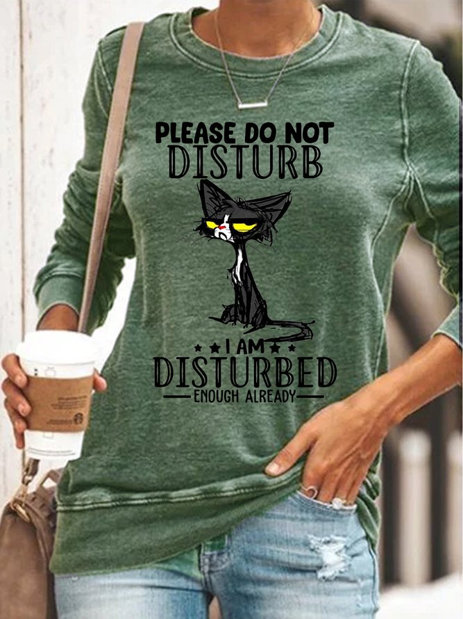 Womens Please Do Not Disturb Letters Regular Fit Sweatshirts