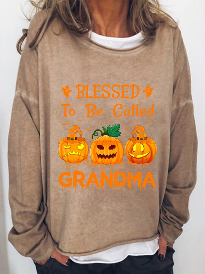 Blesses To Be Called Grandma Walloween Women`s Loose Casual Sweatshirts