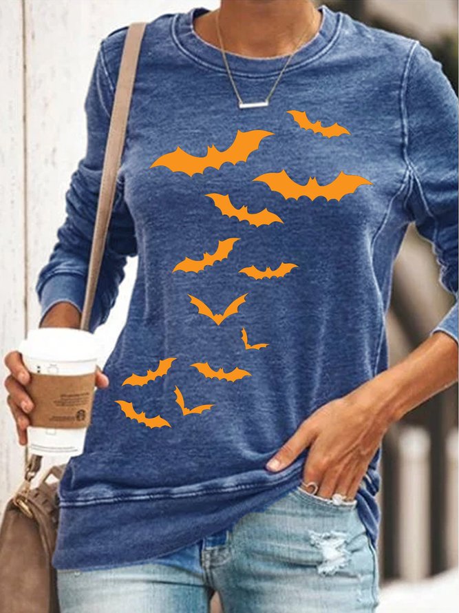 Halloween  Party Bats Casual Crew Neck Sweatshirts