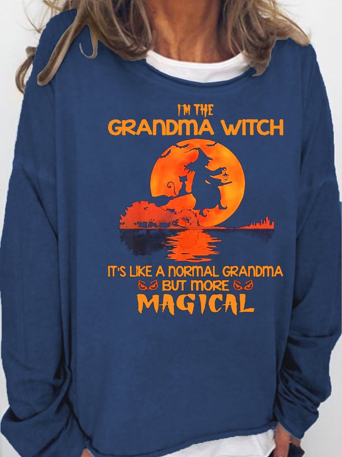 Womens Funny Grandma Witch Halloween Casual Sweatshirts
