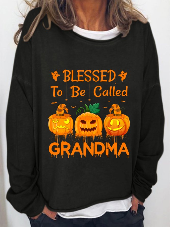 Blesses To Be Called Grandma Walloween Women`s Loose Casual Sweatshirts