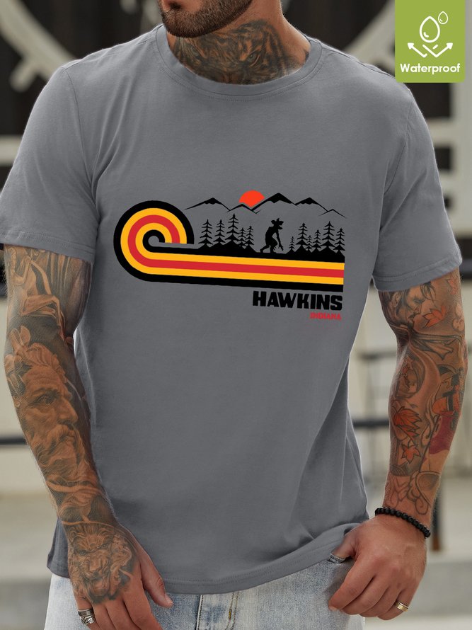 Stranger Visit Hawkins Retro 70s Vibe Waterproof Oilproof And Stainproof Fabric T-Shirt