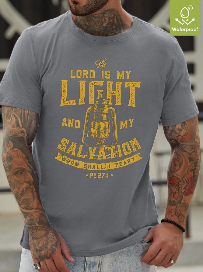Lord Is My Light And My Salvation Waterproof Oilproof And Stainproof Fabric Men's T-Shirt