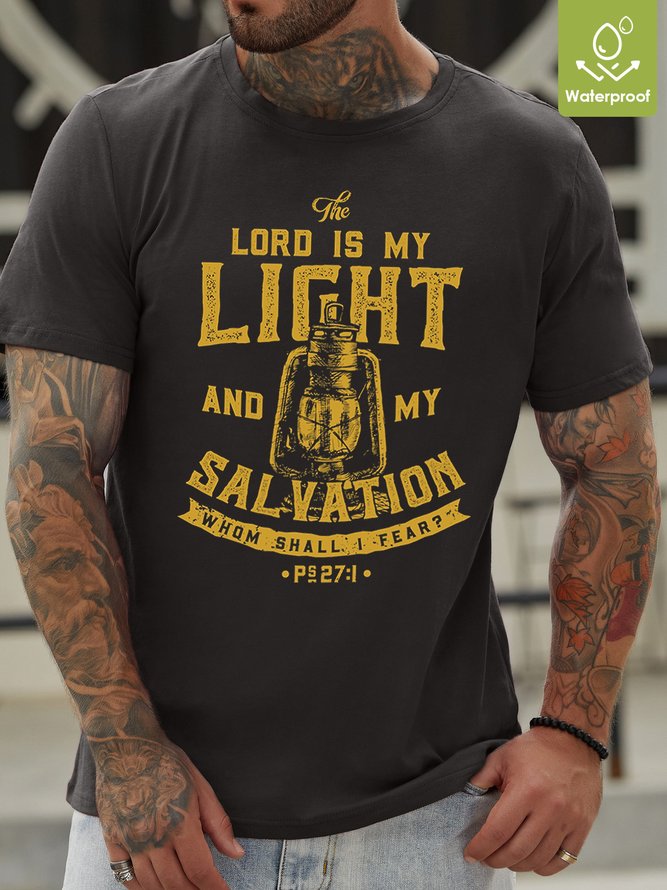 Lord Is My Light And My Salvation Waterproof Oilproof And Stainproof Fabric Men's T-Shirt
