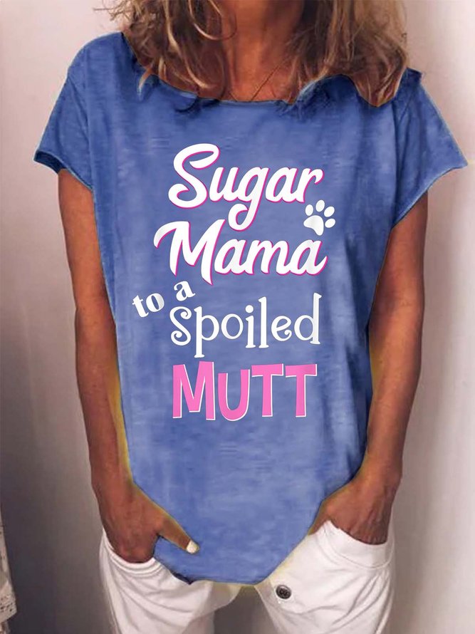 Women Dog Animal Mama Letters Loose Dog T-Shirt