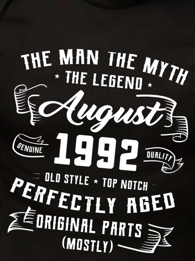 Men Perfectly Aged August Letters Crew Neck T-Shirt