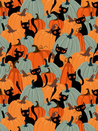Women Pumpkin Black Cat Halloween  Print Simple Leggings
