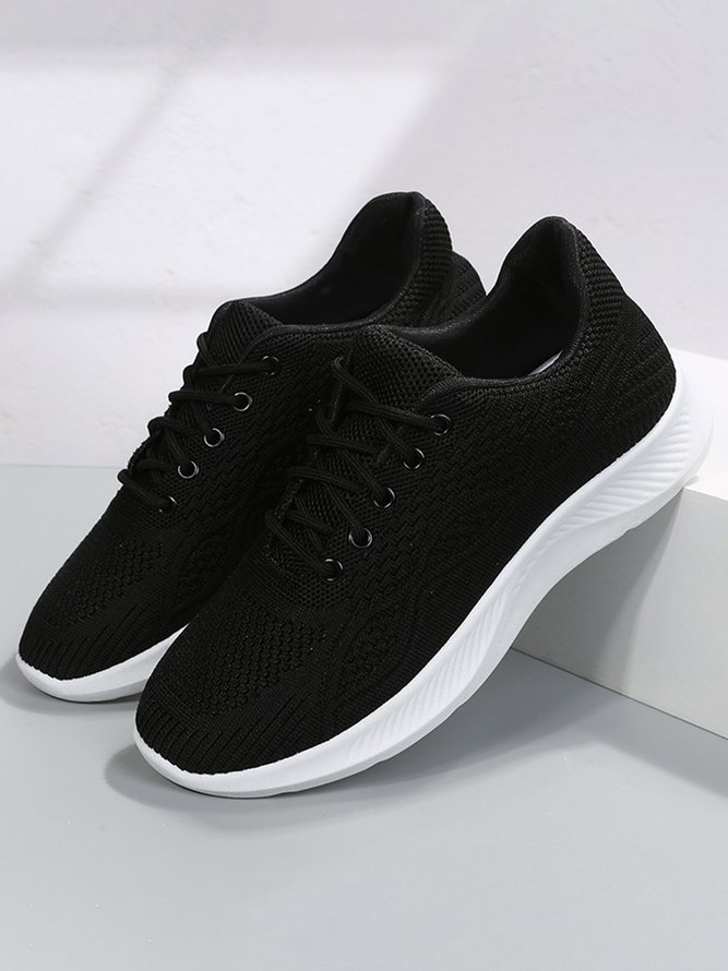 Color Block Sports All Season Breathable Sports & Indoor Flat Heel Plus Size Lace-Up Fly Woven Shoes Sneakers for Women