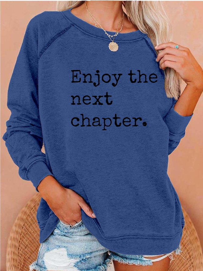 Women Retired Age Crew Neck Text Letters Loose Sweatshirts