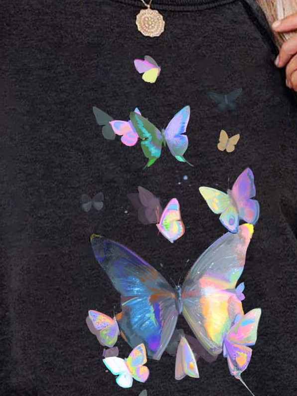 Women Butterfly Colorful Animal Casual Sweatshirts