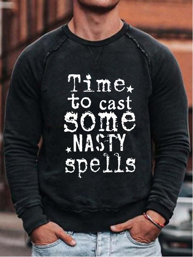 Men Nasty Spells Letters Loose Halloween Simple Sweatshirt
