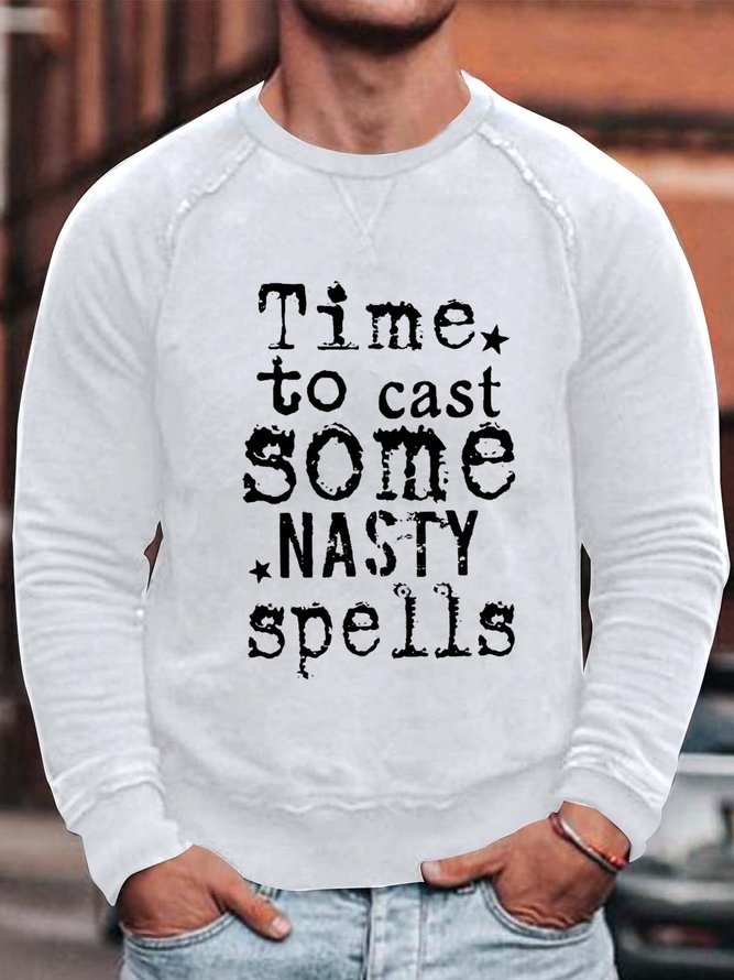 Men Nasty Spells Letters Loose Halloween Simple Sweatshirt