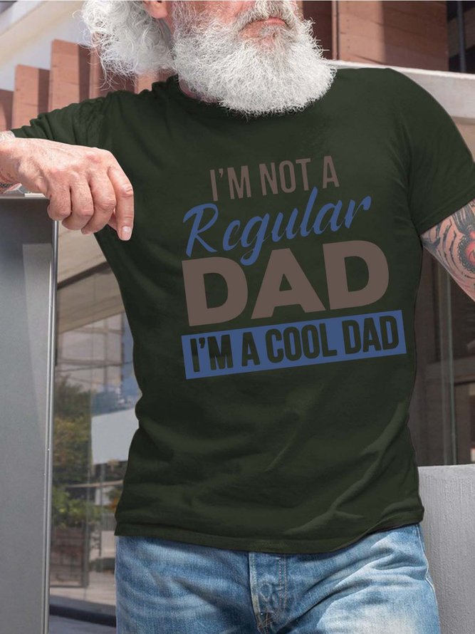 Men Not A Regular Dad Cool Letters Crew Neck T-Shirt