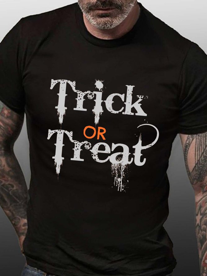 Men Trick Or Treat Halloween Crew Neck Fit Cotton T-Shirt