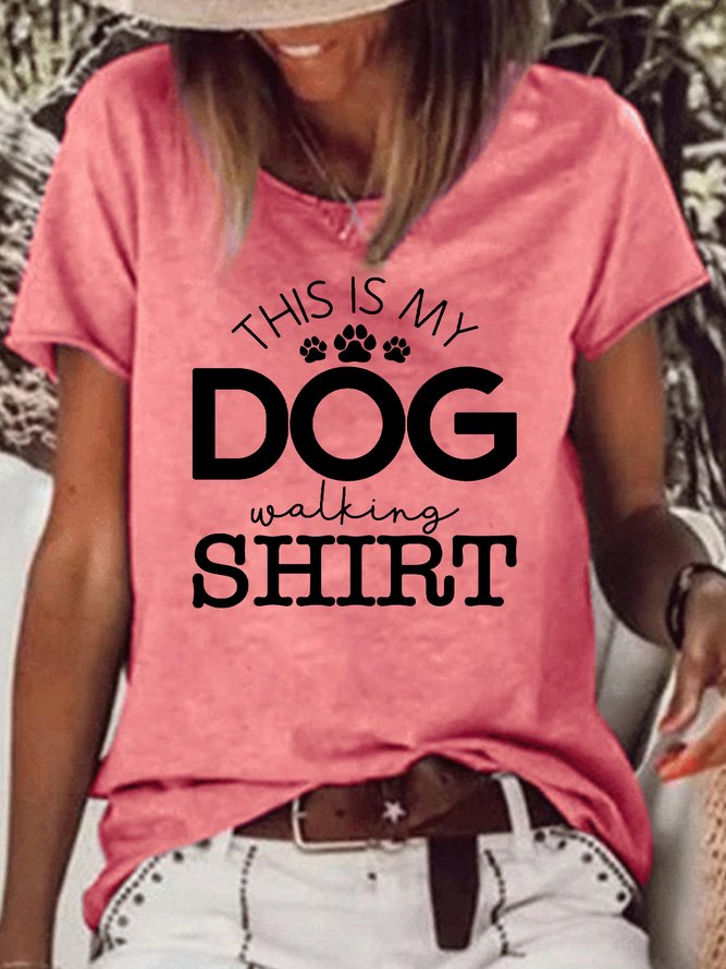 Womens Cute Dog Lover Letters Casual T-Shirt