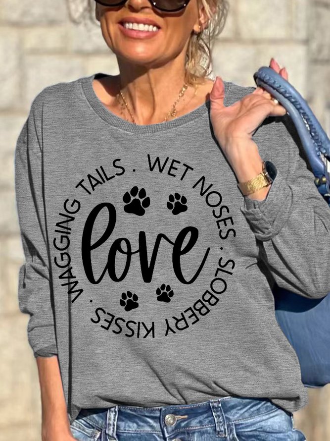 Womens Dog Lover Casual Crew Neck Sweatshirts