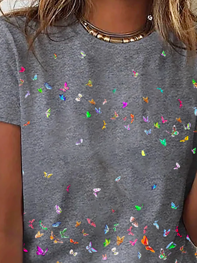 Butterfly Printed Short Sleeve T-Shirt