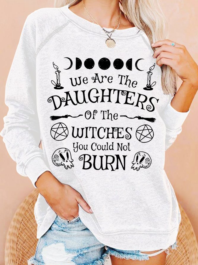 Womens Funny Daughters Of Witches Letters Sweatshirts