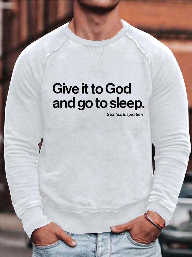 Men God Sleep Letters Simple Loose Sweatshirt