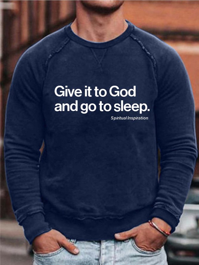 Men God Sleep Letters Simple Loose Sweatshirt
