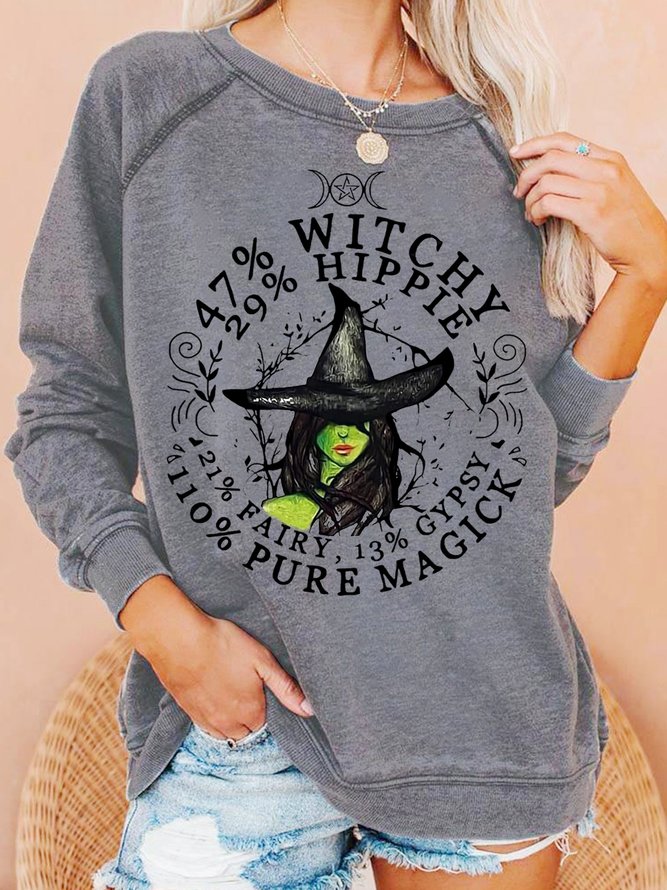 Womens Halloween Witch Letters Casual Sweatshirts