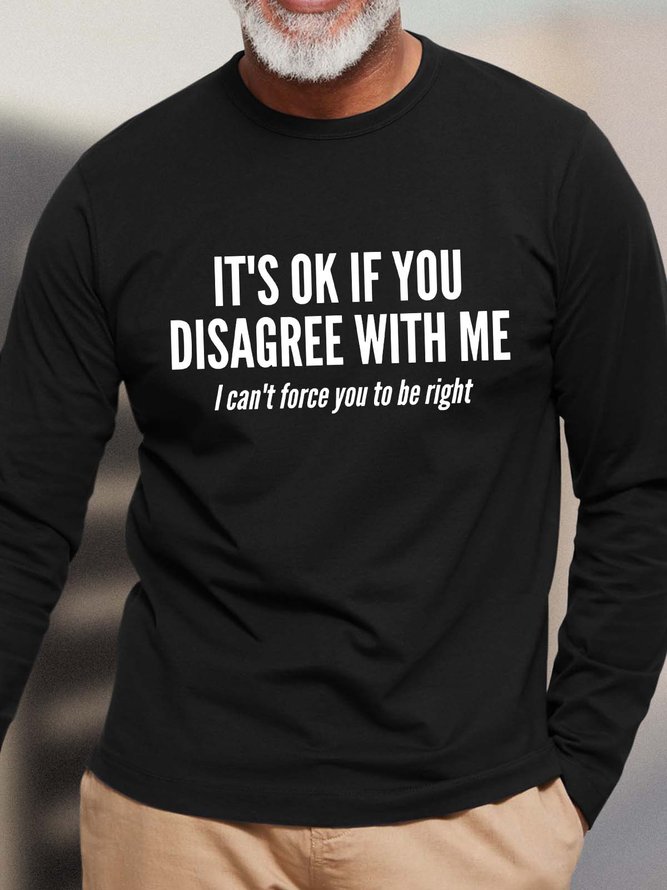 Men Ok Disagree Force Casual Text Letters T-Shirt
